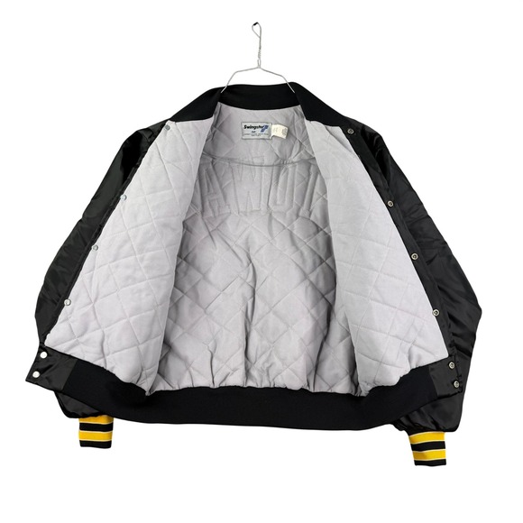 Iowa Hawkeyes Bomber Jacket Mens MED Black Satin Lined USA VINTAGE Swingster - Picture 3 of 11